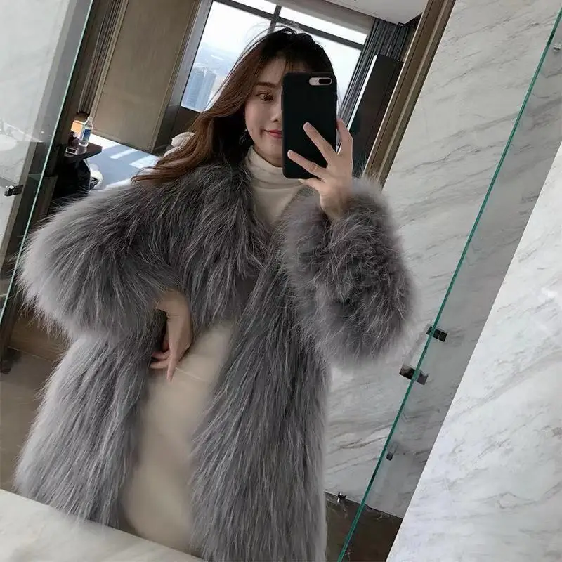 Winter Women High Quality Faux Mink Fur Coat Luxury Long Black Loose Hooded Fluffy Overcoat Thick Warm Female Plush Outwear New