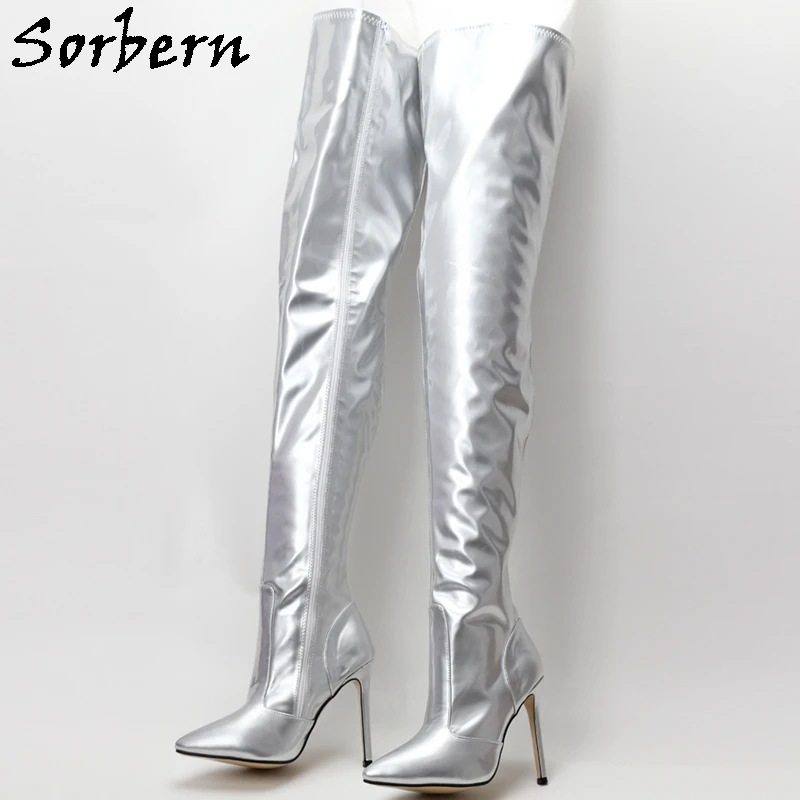 Sorbern Custom Women Designer Boot Crotch Thigh High Large Sizes Boots For Womens Super Thin High Heels Size 11 Drag Queen Shoes