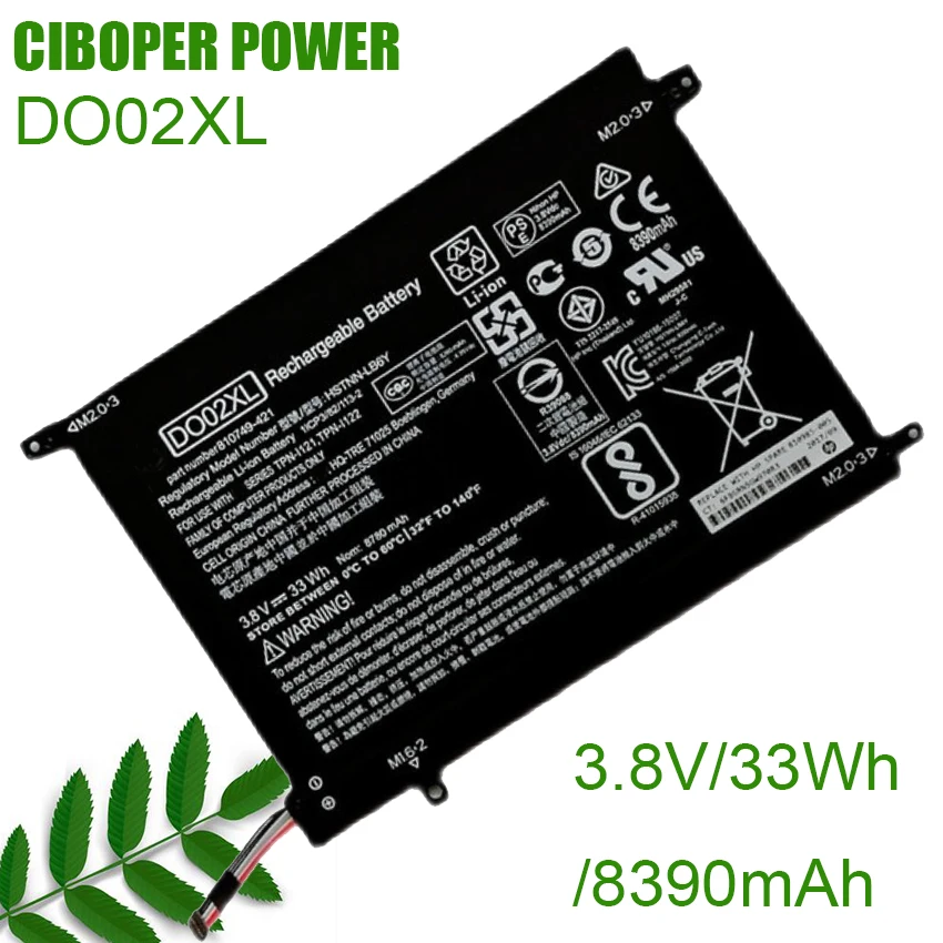 

CP Laptop Battery DO02XL 3.8V/33WH For Pavilion x2 10 tablet 10-N100 10-N121TU 10-N122TU HSTNN-LB6Y TPN-I121 TPN-I122 810985-00