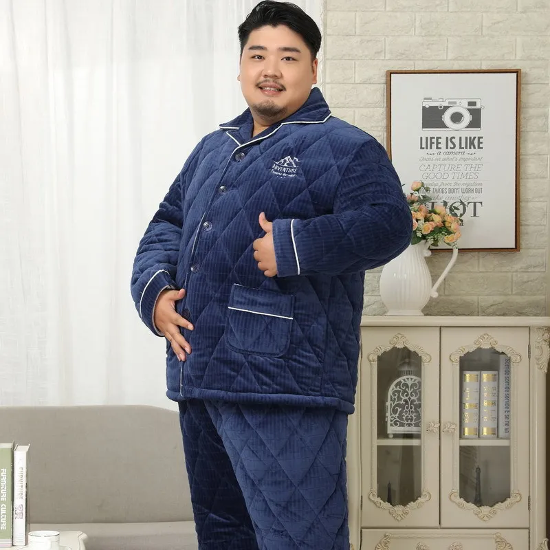 Plus Größe 150kg Winter verdicken geste ppte Pyjamas setzt Männer Flanell super warme Pyjamas lange Ärmel Nachtwäsche 2,8 kg 5xl