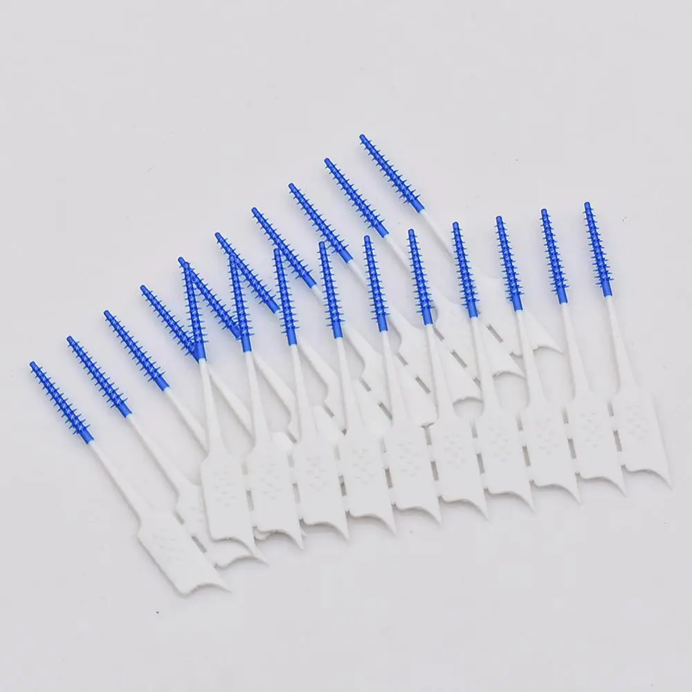 1 box 20 pcs Double Floss Head Hygiene Dental Silicone Interdental Brush Toothpick Soft Plastic Massage Cleaning Tool