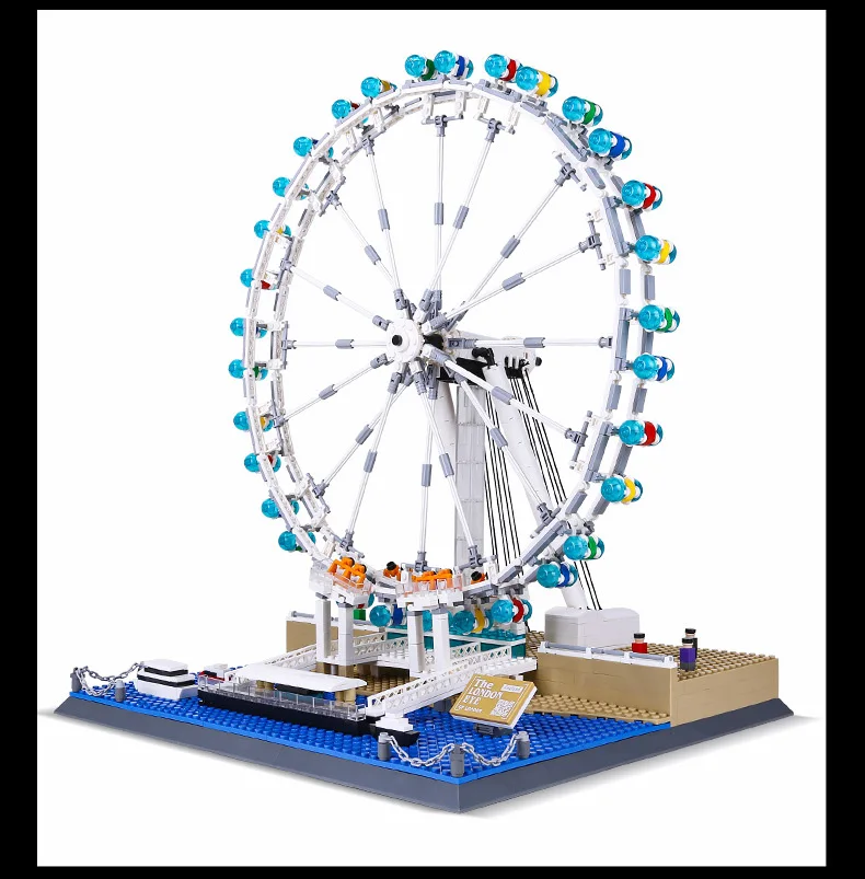 City Modern Architecture England London Eye Building Block Ferris Wheel Construction Model Brick Educational Toys For Gifts