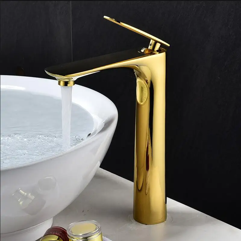 

Tuqiu Basin Faucets Gold Sink Faucet Bathroom Faucet Single handle Basin Mixer Tap Bath Tall Faucet Brass Sink Water Crane