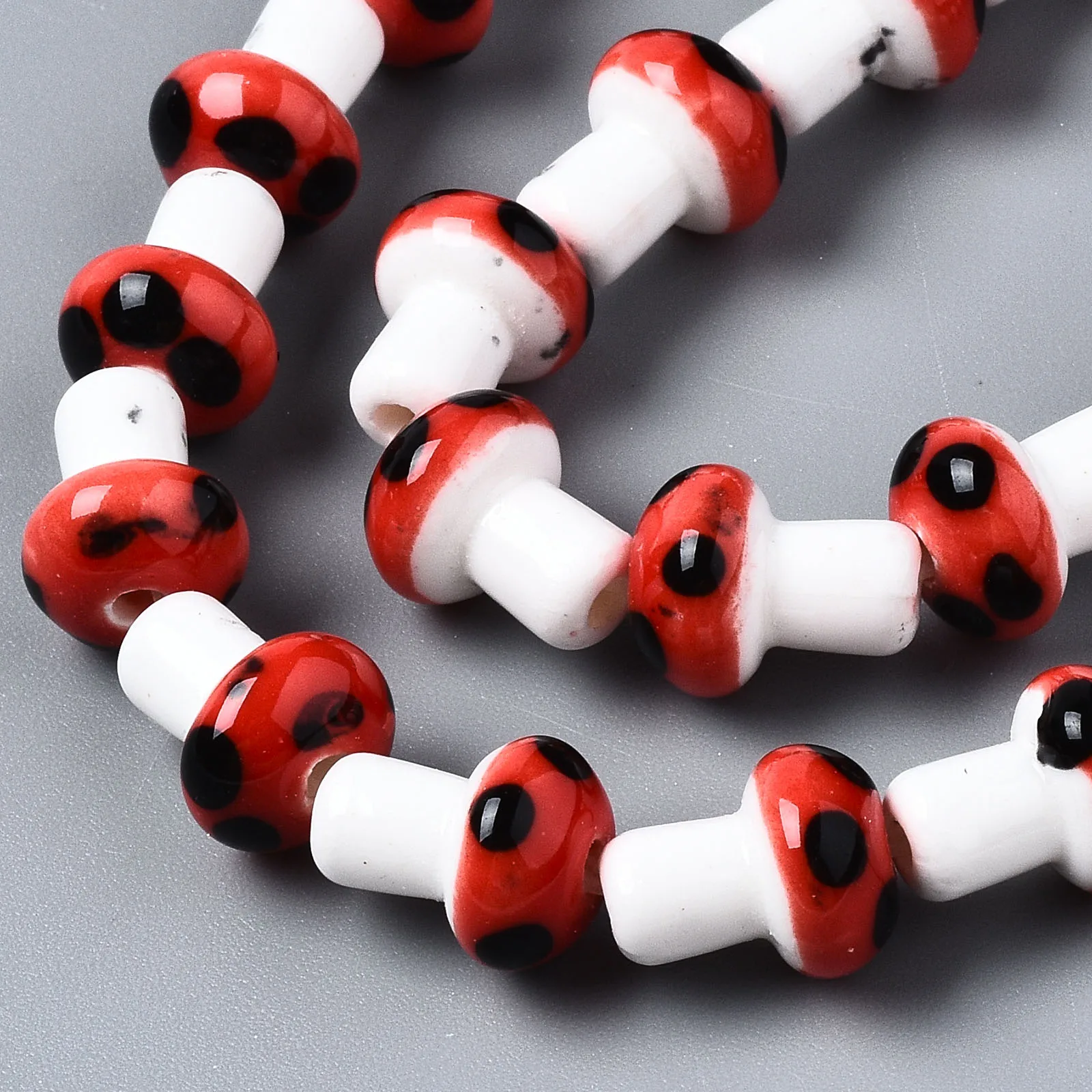 2 Strands Mushroom Handmade Porcelain Ceramic Beads Mixed Color Charms for Trendy Jewelry DIY Bracelet Earrings Making Findings