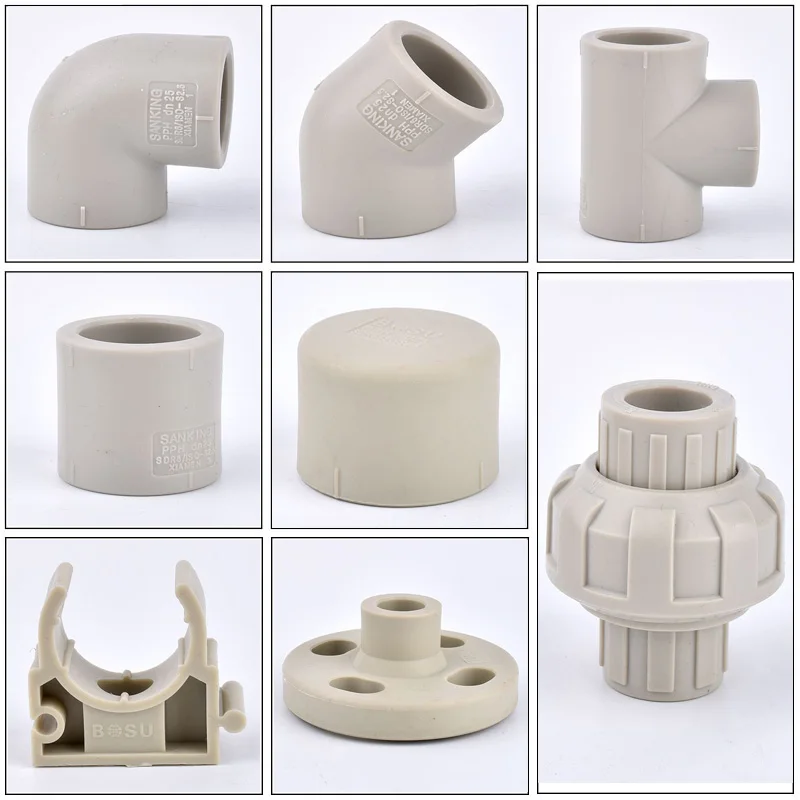 1pc ID 20~110mm PPH 45 /90 Degrees Elbow/Direct/Tee/Cap/Pipe Clamp/Flange/Union Garden Irrigation Water Pipe Connector Fittings