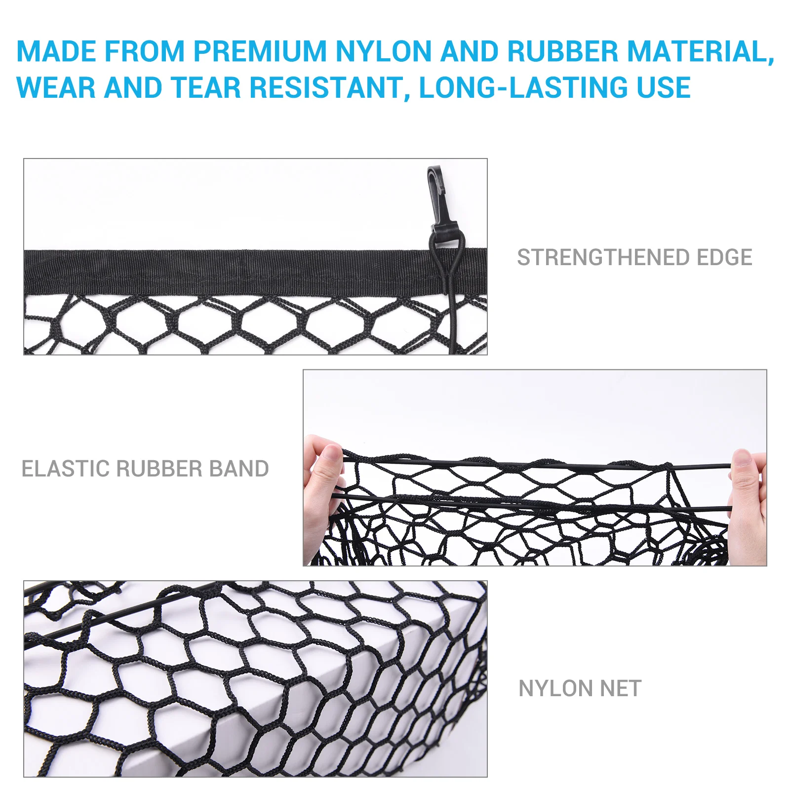 MICTUNING Truck Bed Cargo Net Envelope Style Storage Elastic Mesh Net Organizer with Hooks fit for Chevrolet Silverado 2013-2021