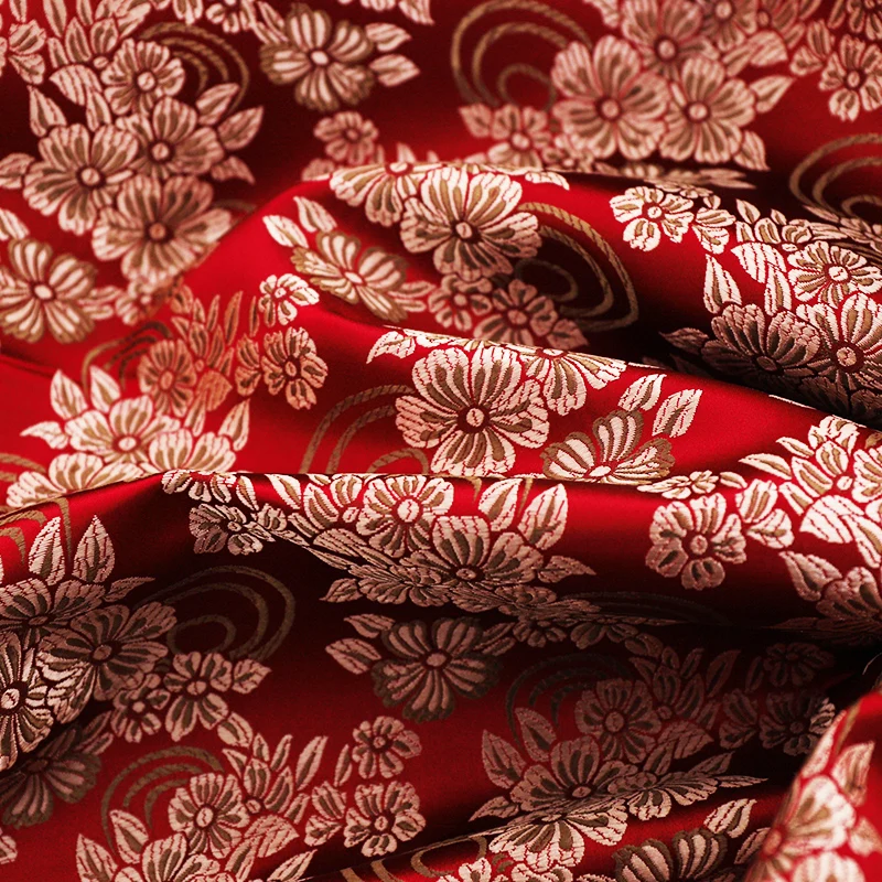 Vintage satin fabric brocade jacquard fabrics for sewing patchwork of cheongsam and kimono of DIY