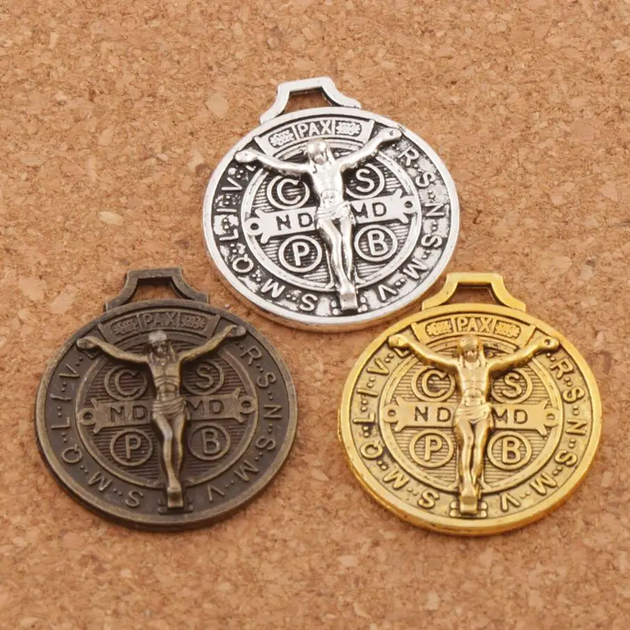 

Saint Jesus Benedict Nursia Patron Medal Crucifix Cross 12pcs Zinc Alloy Bronze Charms Pendants 24x21mm L1658