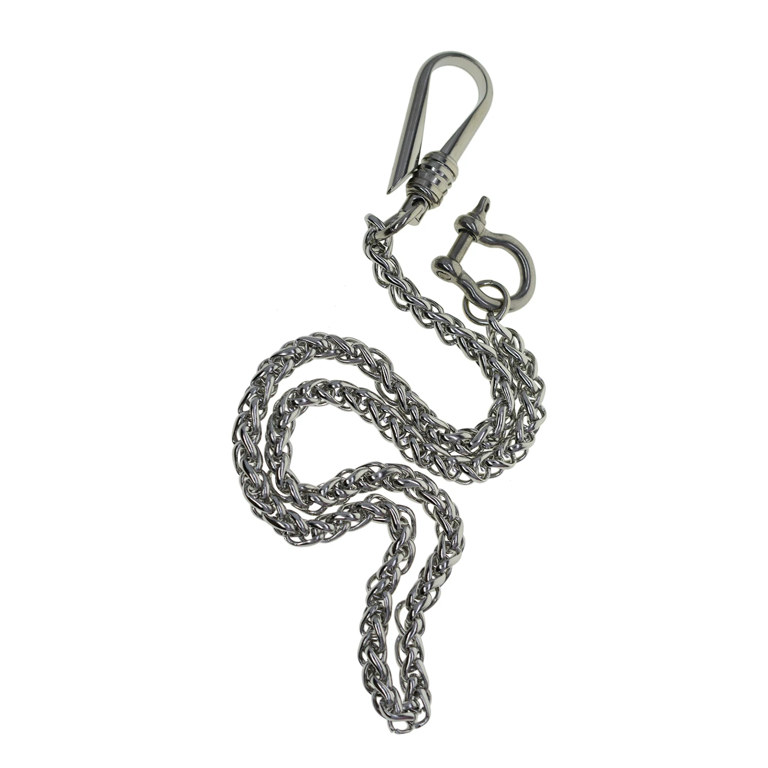 Stainless steel wheat wallet jean trousers biker chains chainmaille D shackle simple U 6mm wire hook fishhook connector