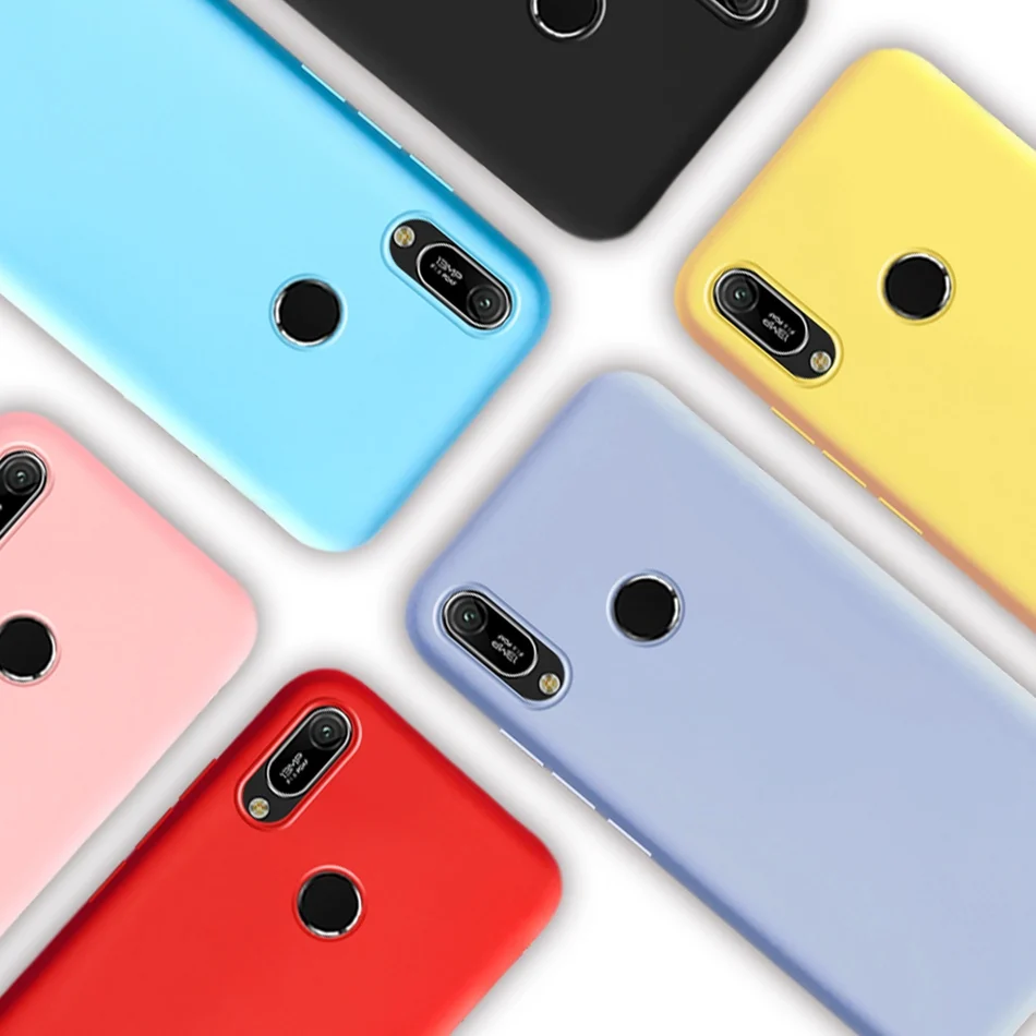 Candy Color Silicone Case For Huawei Y6 Y7 Pro Prime 2019 Y6 Y7 Y5 2018 Honor 7C 7A Pro 8A 8C 8X Play 6A Cover Phone Case Bumper