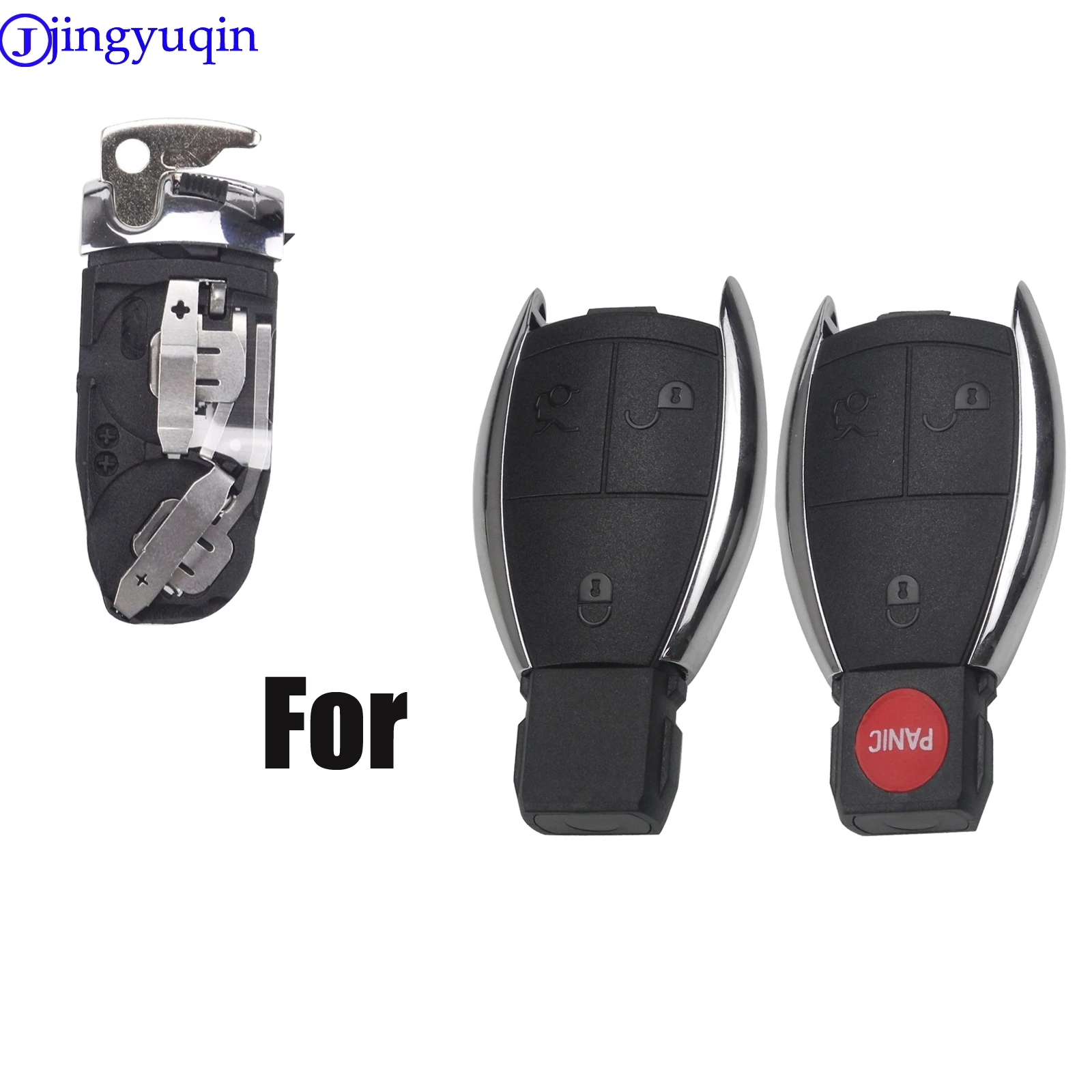 jingyuqin Battery Holder With Small Key Shell Fob For Mercedes For Benz A B C E S CL CLS CLA CLK W203 W204 W205 W210 W211 W212