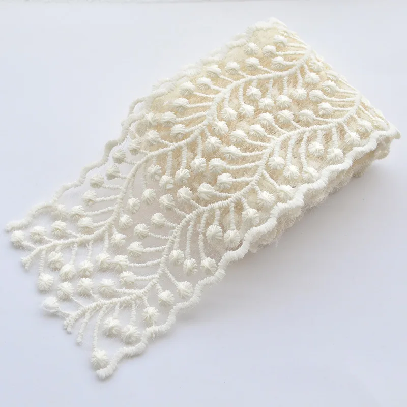 1yard Cream-colored Lace Trim Ribbon 65/75mm Embroidery Ribbons Webbing Decor DIY Craft Gift Packing Sewing Supplies