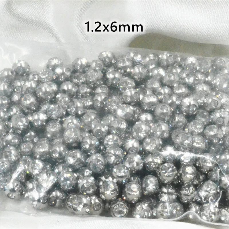 Lot50pcs Crystal Gems 16Gx4/5/6mm Balls Replacement Body piercing jewelry For Lip/Eyebrow/Tongue/Navel Body Piercing Accessory