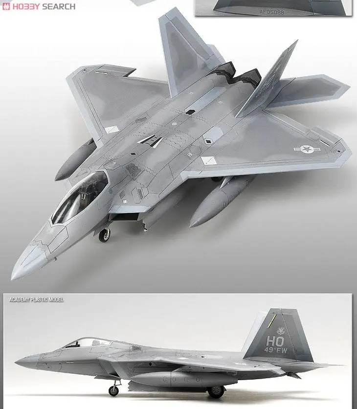 Academy AC12423 1/72 F-22A caza de dominancia aérea, kit de modelos de plástico