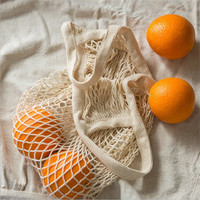 Portable Reusable Grocery Bags Fruit Vegetable Bag Washable Cotton Mesh String Organic Organizer Shopping Bag Net Handle Tote
