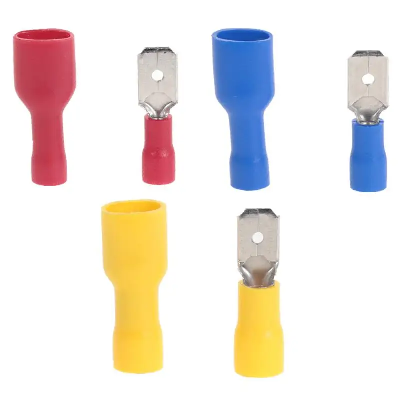 20/50/100Pcs Insulated Spade Crimp Wire Cable Connector 6.3mm Terminal Male Female Kit 16-14 AWG 22-16AWG 12-10AWG