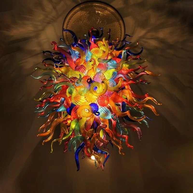 Modern Pendant Lamps Ceiling Art Decoration Colorful Hand Blown Glass Chandelier Light 28 by 32 Inches