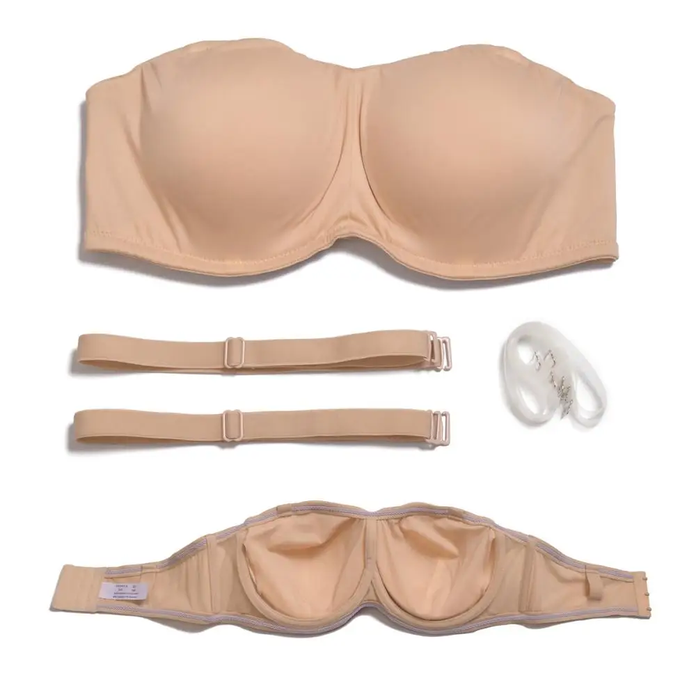 YBCG Full Cup Push Up Women Bra Padded Convertible Transparent Shoulder Straps Underwear Solid Non-slip Strength Lingerie