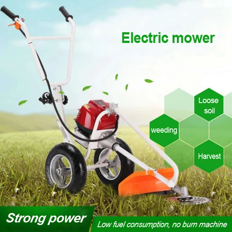 

1PC Hand Push-type Four-stroke Gasoline Weeder Lawn Mower Machine 37.7CC Multi-use Weeding Machine Home Lawn Mowing Machine