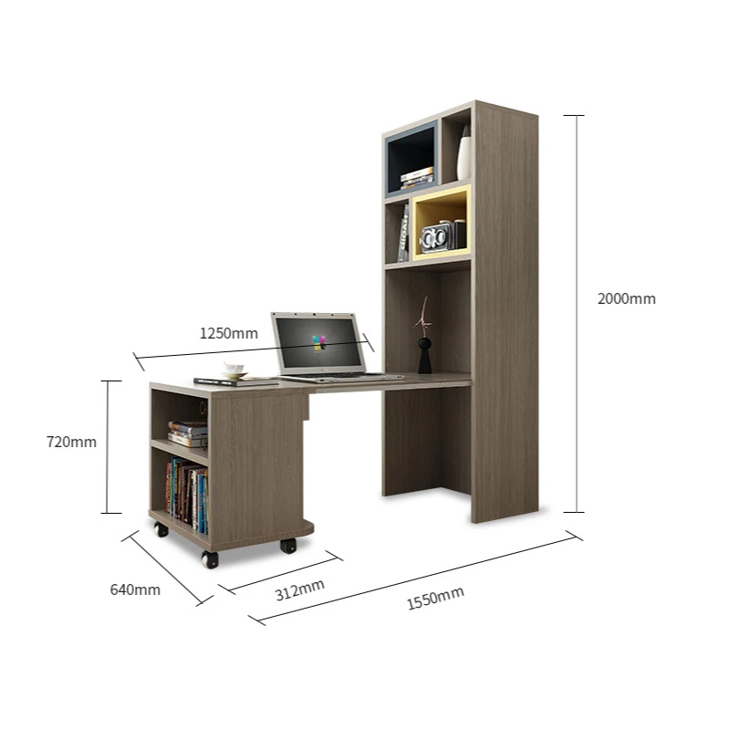 Nordic folding solid wood desk bookshelf bookcase household small household extension abbreviation office computer table