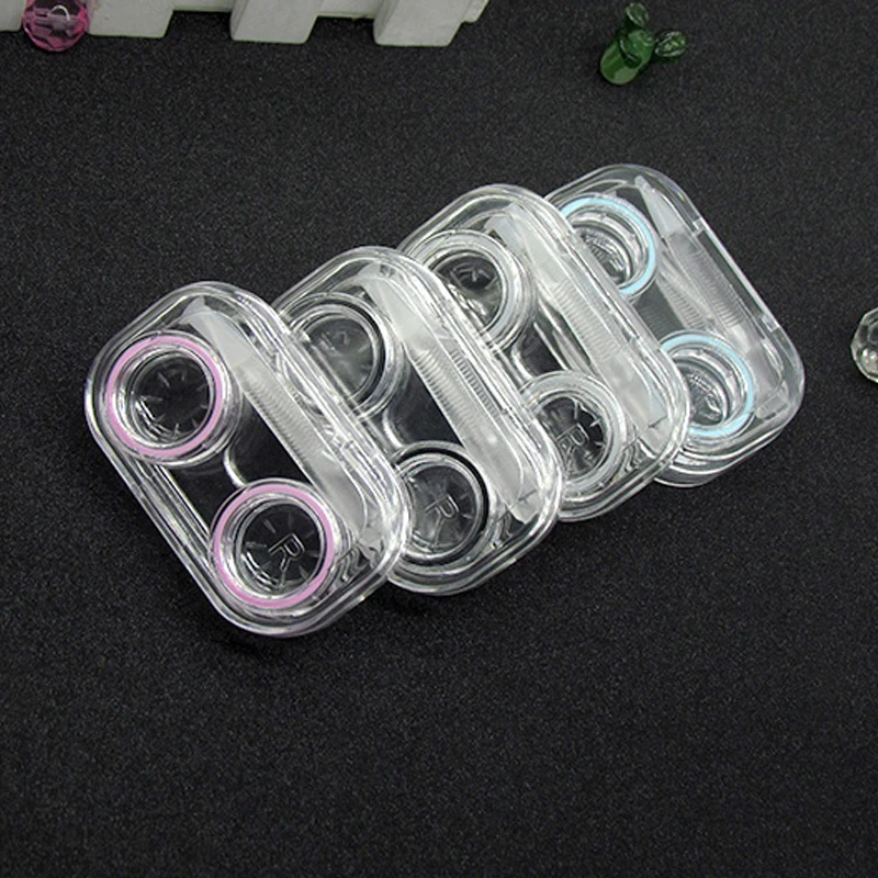 Hot Sale Practical Mini Transparent Portable Contact Lens Case with Rubber Band for Travel Kit Holder Contact Lenses Box