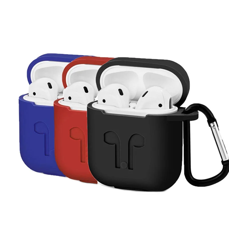 Custodia morbida in Silicone Anti-smarrimento per AirPods 1 2 custodie per auricolari con copertura a gancio borse per scatola di ricarica compatibili con Bluetooth Wireless
