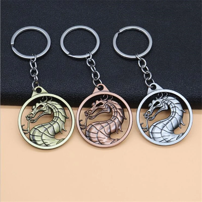 Mortal Kombat Keychain Game Trinket Key Rings Dragon Pendant Keyfob