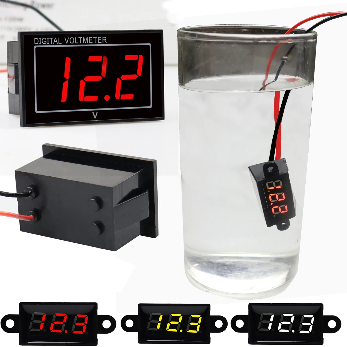 Waterproof Digital LED Voltage Meter DC 3-30V DC 5-130V Indicator Voltmeter For Car Motorcycle 12V 24V 36V 48V 72V 120V