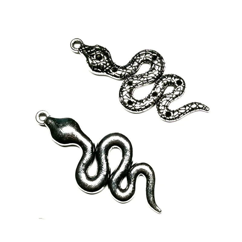 2pcs snake boa Python Charms Antique pendants Handmade earring bracelet  necklace Jewelry Making DIY Supplies 50*21mm