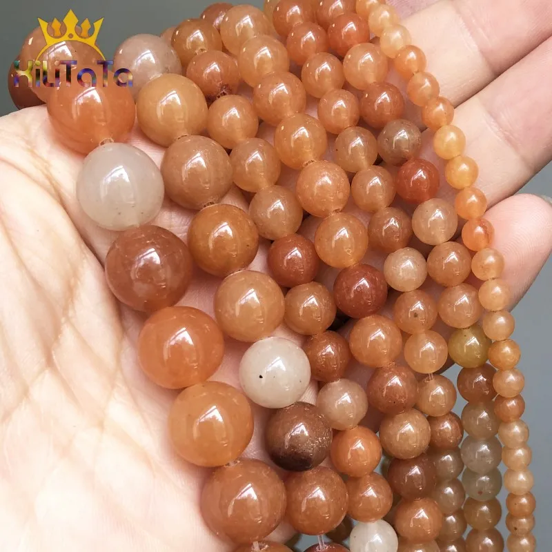 Natural Stone Beads Red Aventurine Round Loose Spacer Beads For Jewelry Making DIY Bracelet Earrings Accessories 15\'\' 4/6/8/10mm