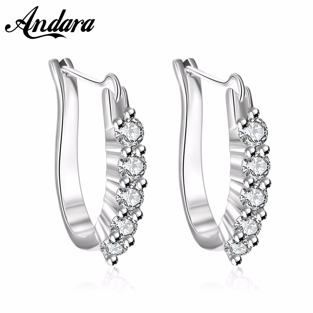 Fashion 925 Silver Earrings Zircon Crystal Earrings Woman Glamour Jewelry Gift