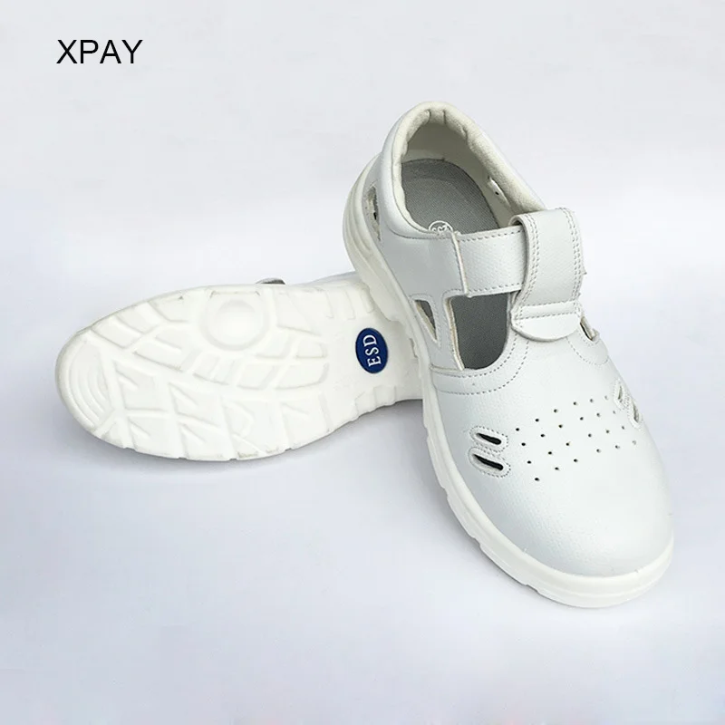 Anti-static Anti-smashing and Dust-free White Safety Shoes Steel Toes Air Permeability and Anti-smashing Shoes