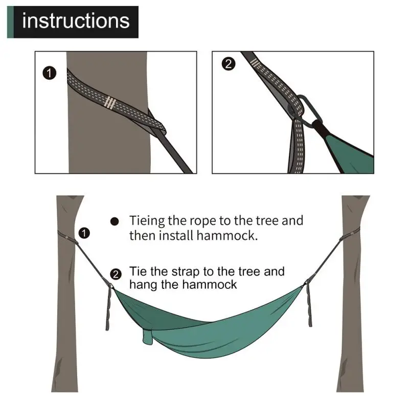 2pcs 2m Hammock Strap Outdoor Camping Hammock Garden Swing Straps Rope 250KG Load Tree Hanging Load-Bearing Strap Rope