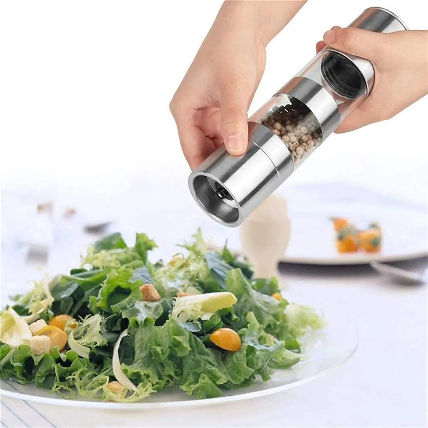 Dual Head Stainless Steel Salt Pepper Grinder Set Mill For Herb,Pepper,Spice,for Kitchen Grinding Gadgets Dropshipping