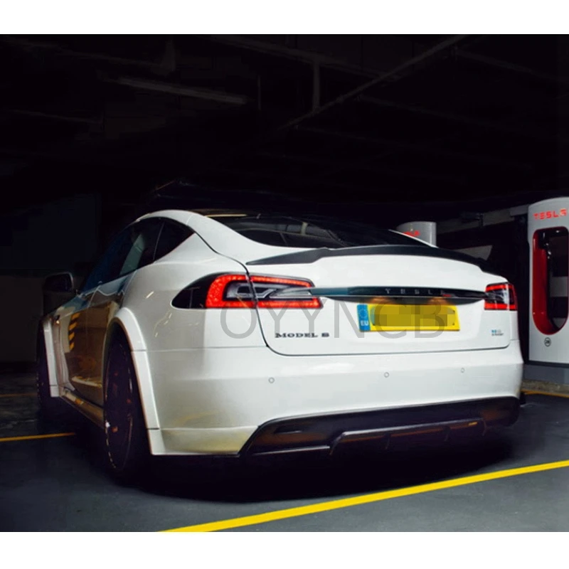 Carbon Fiber / FRP Black Rear Trunk Spoiler Wings Boot Lip for Tesla Model S Sedan All Model Sedan 4-Door 2012 - 2017