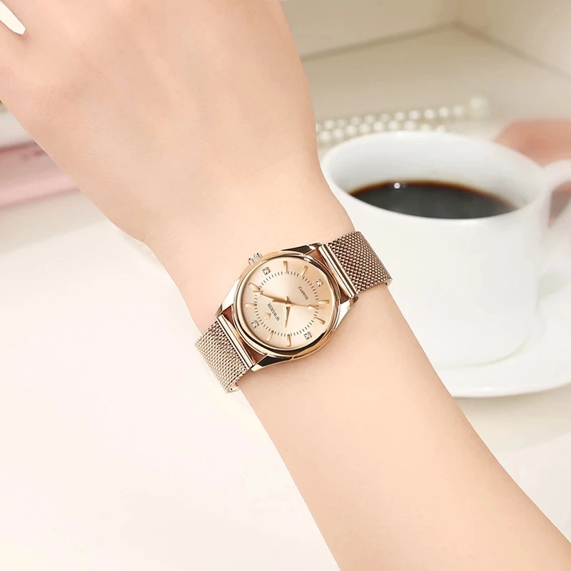 2024 WWOOR Fashion Brand Ladies Watches Luxury Diamond Rose Gold Women Bracelet Watch Elegant Dress Watch For Girls montre femme