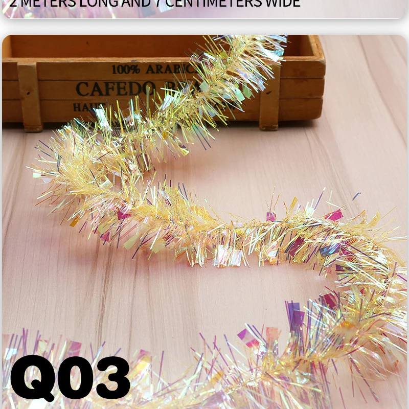 2 m wunderschöne bunte Folienmörder Weihnachtsbaum Girlande Geburtstag Party Hochzeit Dekor Thanksgiving Home Dekoration Lieferungen – Detail 6