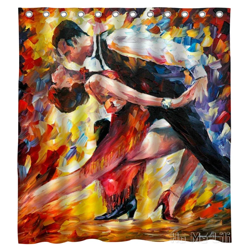 A Passionate Tango Dance For Two Men And Women Under Brilliant And Intense Colors By Ho Me Lili Shower Curtain With Hooks