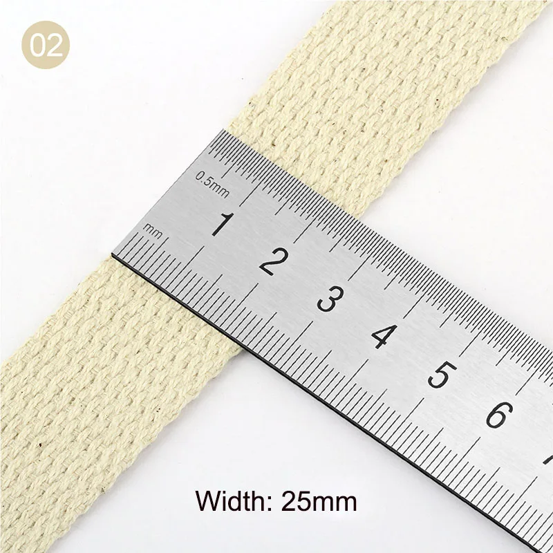 10 Yards 100% Cotton Canvas Webbing Beige 20mm 25mm 38mm Bag Knapsack Sewing Strap Belt DIY Accessories 1.5-1.8mm Thick