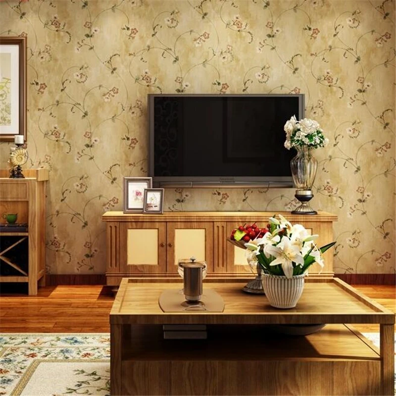 wellyu American country retro nostalgic morning glory non-woven wallpaper living room bedroom TV background wallpaper