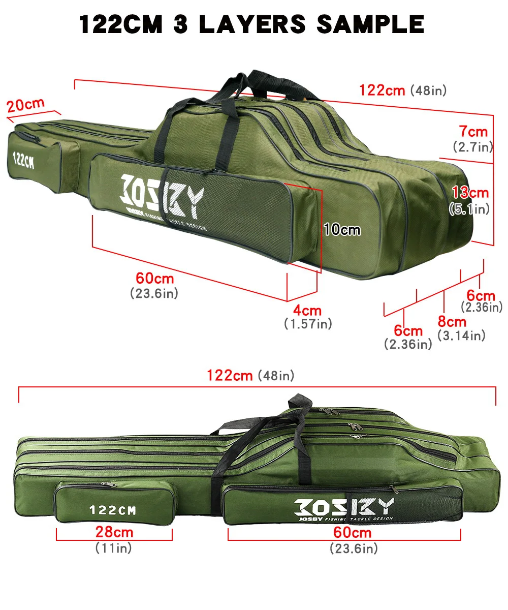 Angelruten-Tasche 122/152/182CM 3-Schicht-Angelrucksack Outdoor-Angeltasche Oxford-Tasche für Angelzubehör und -ausrüstung – Detail 12