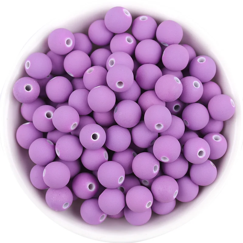 100pcs/lot Ball Beads Acrylic Losse Beads For Handmade Necklace Bracelet DIY Jewelry Making Supplies Findings Solid Color Beads