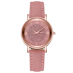 Pink Gypsophila Ladies Watch Fashion Sun Pattern Roman Scale Quartz Watch For Women Luxury Smart Watches Relogio Feminino