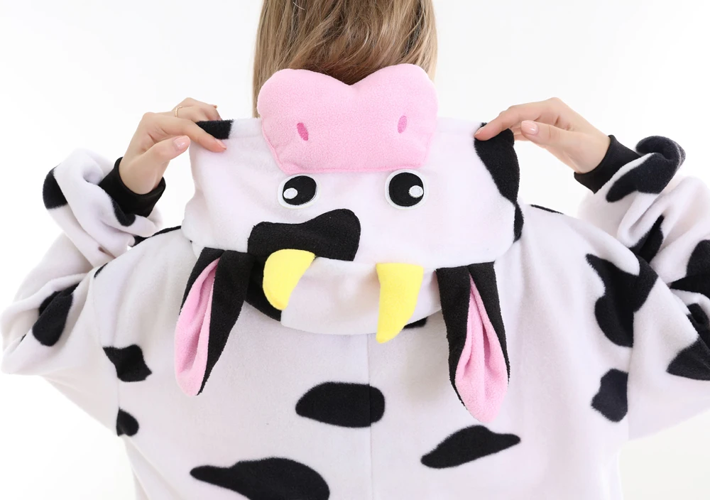 Adult Cow Onesies Pajamas Anime Cosplay Costume Unisex Kigurumi Cartoon Party Jumpsuit For Female Male