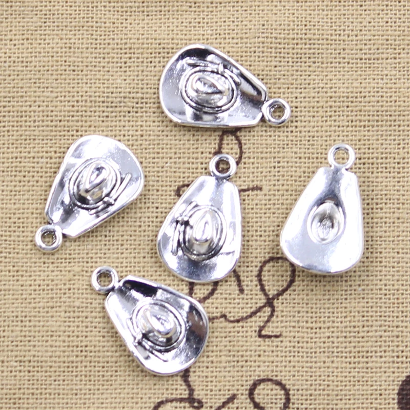 25pcs Charms Cowboy Hat 20x12mm Antique Silver Color Pendants DIY Crafts Making Findings Handmade Tibetan Jewelry