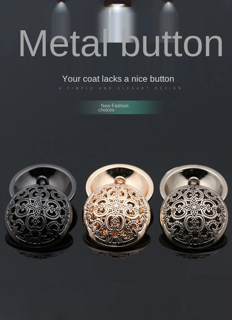 

Metal Coat Button Bulk Botones for DIY, Garment Accessories, Gold and Black Color, Free Shipping, 15-25mm, Wholesale, 50Pcs