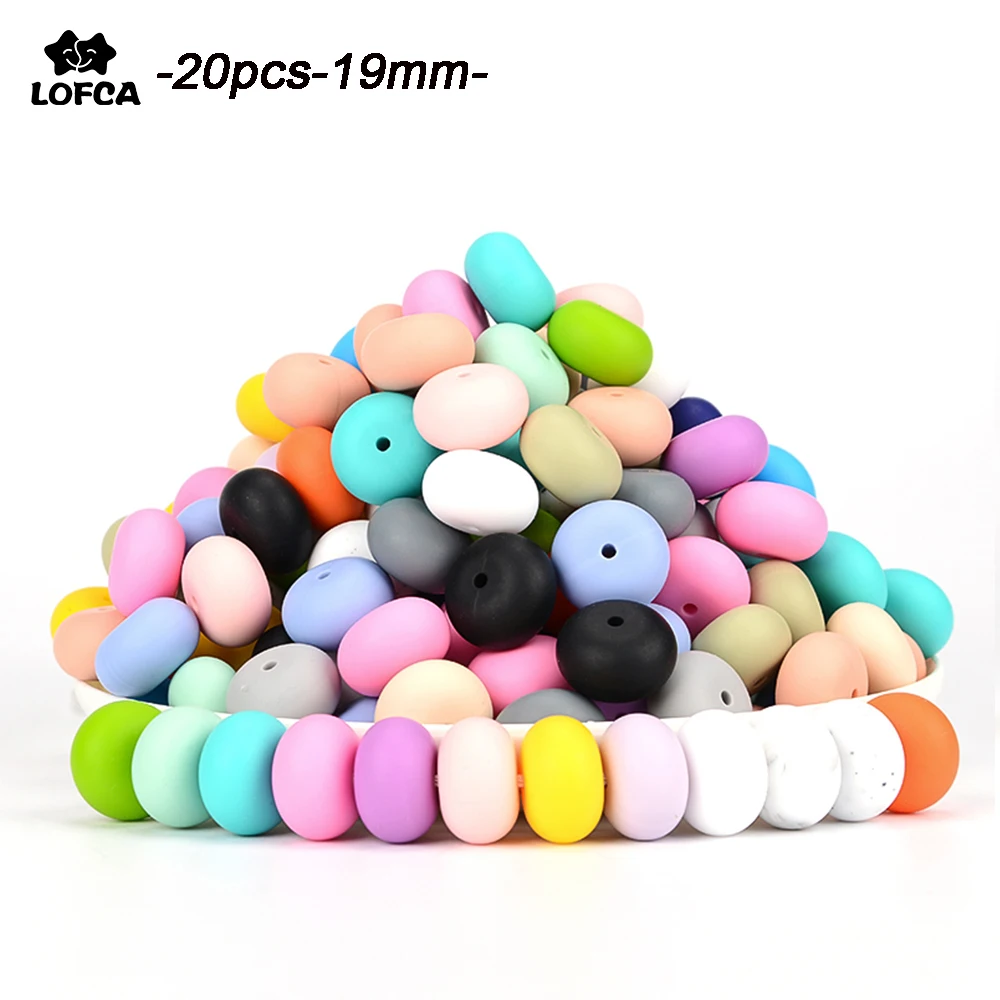 

20pcs Silicone Beads BPA Free 19mm Abacus Beads For Teething Necklace Baby Teether Lentil Loose Beads Pacifier Accessories Toy