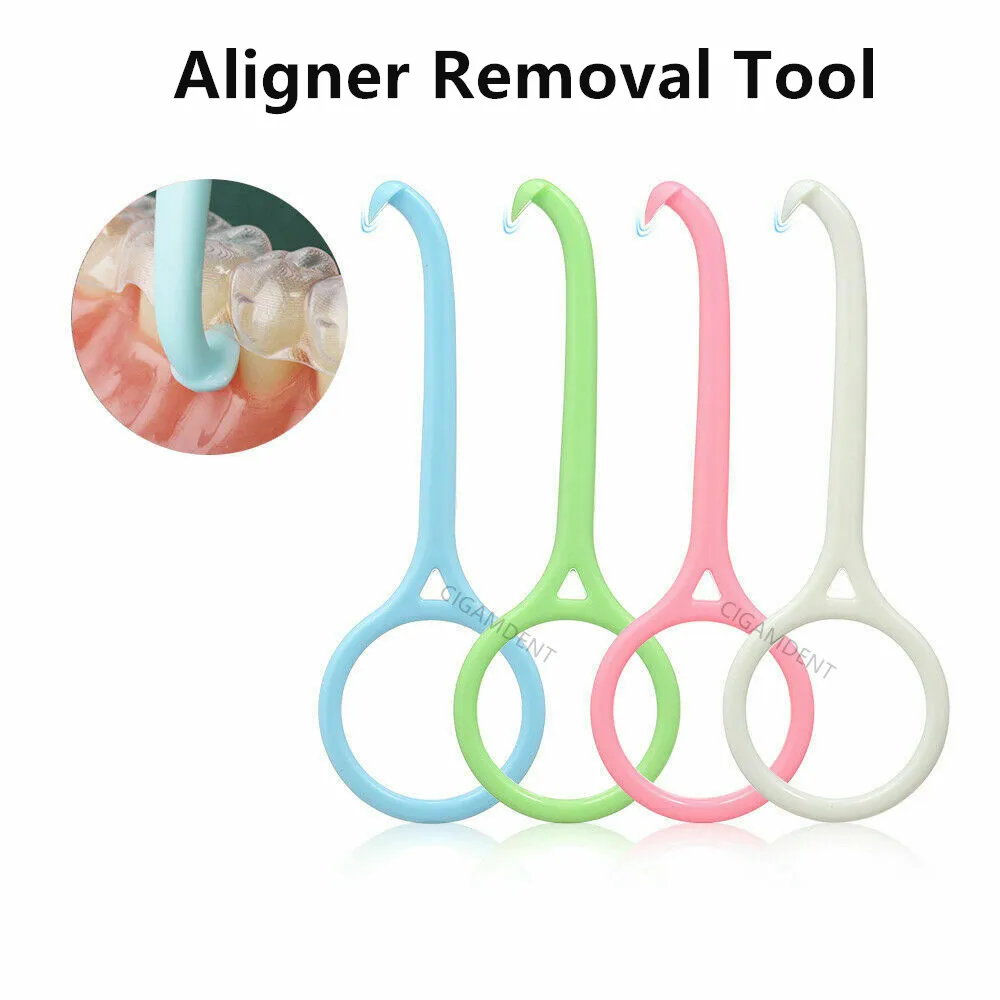 100Pcs Dental Clear Aligner Remover Removal Tool Orthodontic Retainer Invisable Braces Take Off Hook Plastic Tool