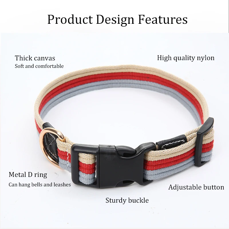 Thick Canvas Pet Dog Leash Collar Adjustable Dog Collar and Leash Set Dog Tracking Leash Collar Small Medium Large Dog Collars