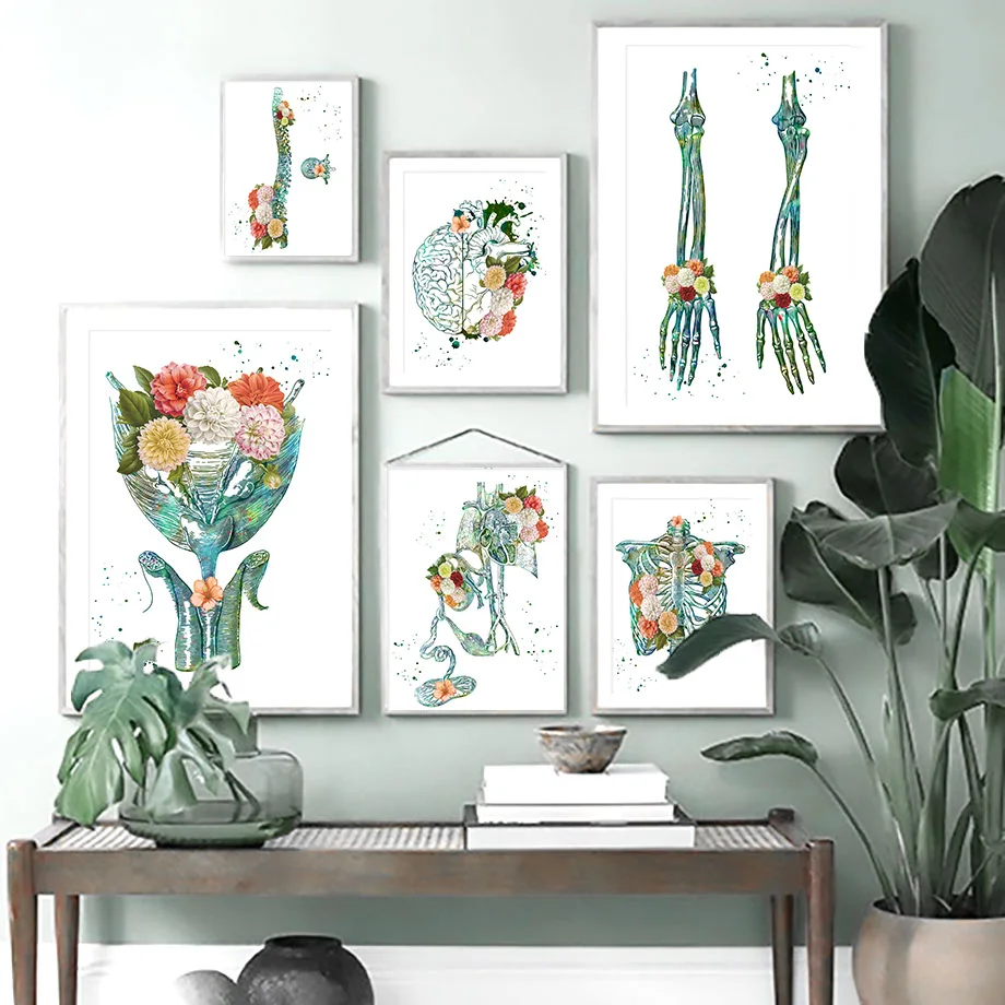 Anatomy Skeleton Brain Foot Spine Wall Art Canvas Painting Vintage Nordic Posters And Prints Wall Pictures For Living Room Decor